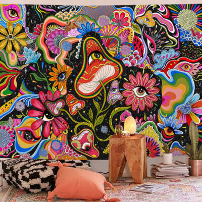 Mural Trippy Painted Walls Painting Psychedelic Wall Decor Hippie