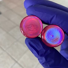 Pair of Screw on Pink Holographic Chrome Plugs gauges 16g thru 1 inch
