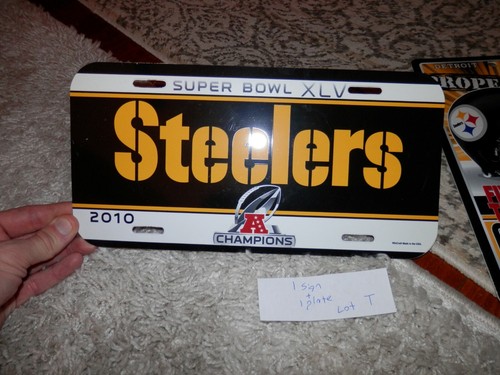 Pittsburgh Steelers lot, license plate & Property of sign 12" x 7" New & Vtg - Picture 3 of 7