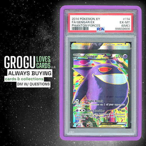 Pokemon - Phantom Forces Gengar #114 - DOUBLE ERROR - Miscut & Texture Shift PSA
