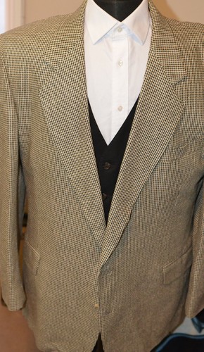 48L ROBERT STOCK 100% Wolle hellbraun Fischgrätmuster "NO VENT" Sportmantel 48 lang #1250H - Bild 1 von 7