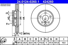 2 x ATE 24.0124-0260.1 Bremsscheibe f�r BMW,MINI