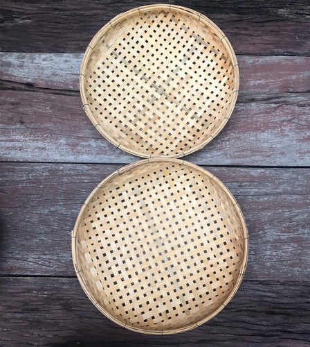 Vintage Thai Handicraft Wicker Round Shape Bamboo Tray Sieve for Drying Food 12" - Picture 25 of 59