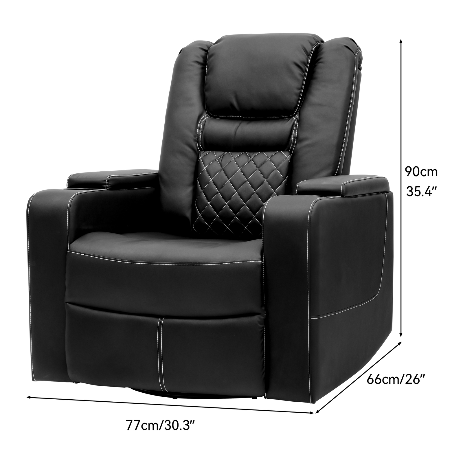Swivel Glider Rocker Recliner Chair with Cup Holders, Home Theater