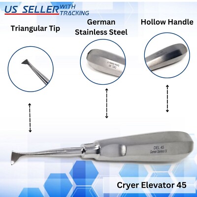 Cryer Root Elevator#45 Right Angle Tip Tooth Extraction Dental Instrument German