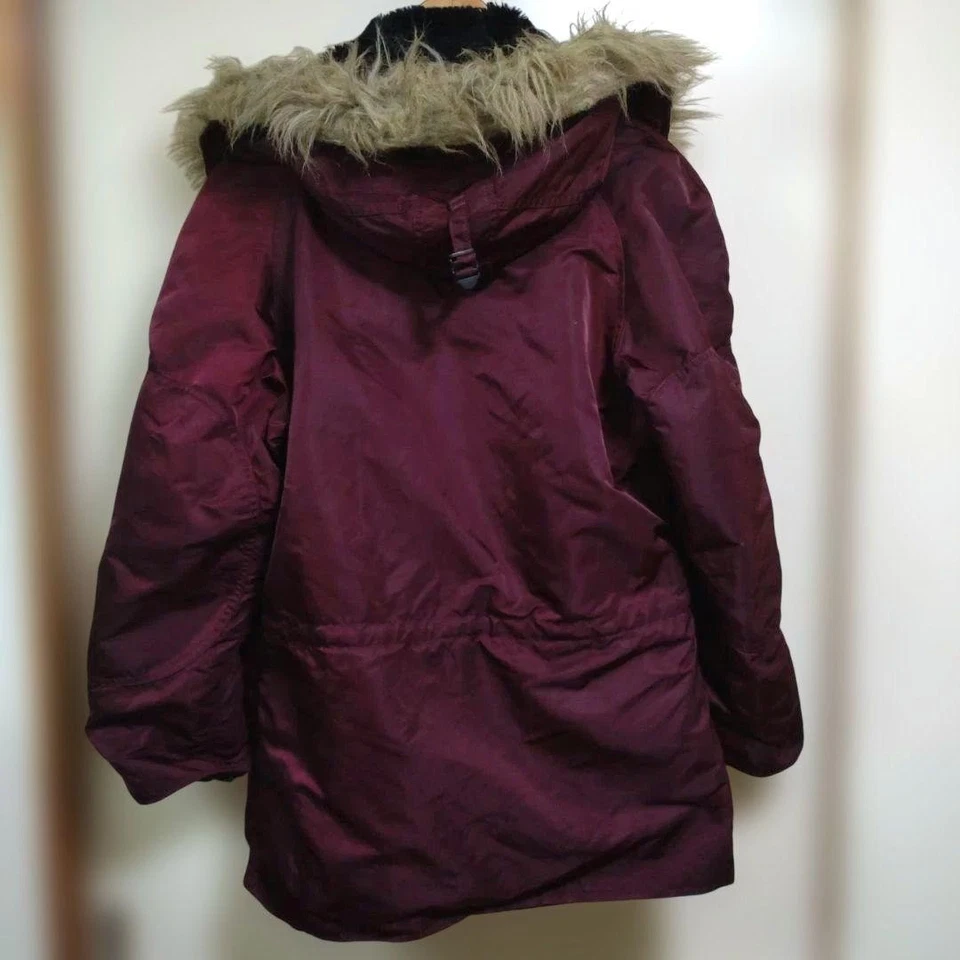 Alpha Industries N-3B Flight Jacket Burgundy Fur Hood US Made Used -From Japan - Image 3 of 4
