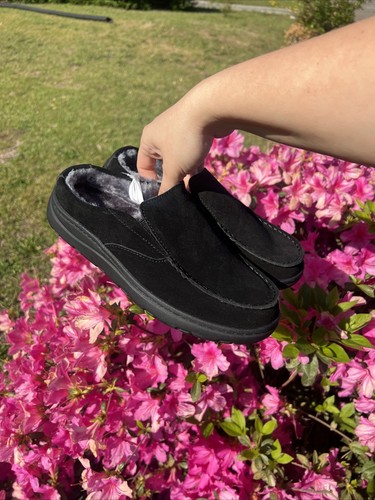 NEW George Black Suede Cozy Slip On Slippers / Mules Men Size 7 Wide Width - Picture 15 of 17