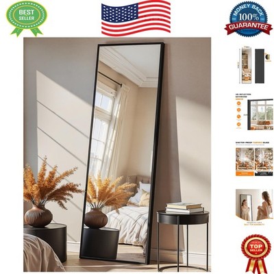 Versatile 56''x15'' Standing Mirror in Matte Black - Aluminum Frame & Shatterproof