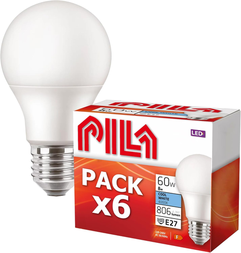 6 lampadine a LED G45, 2 W, E27, sostituisce lampadine a incandescenza da 20 W, luce bianca fredda, 6000 K, 180 lm, angolo di diffusione di 360