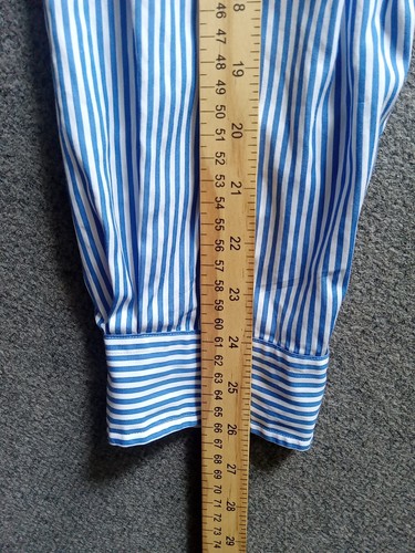 Polo Ralph Lauren Shirt Men's 2XL Blue Striped Classic Fit Flesh Pony EUC - Picture 10 of 11