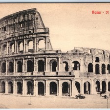 c1900s Rome, Italy Colosseum Ancient Amphitheater Arches Ruins Cars Cypress A355