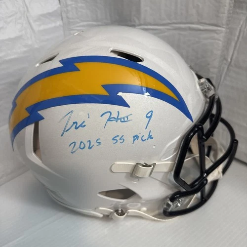 Tre Harris Autographed Full Size Chargers Authentic Helmet (Fanatics COA)