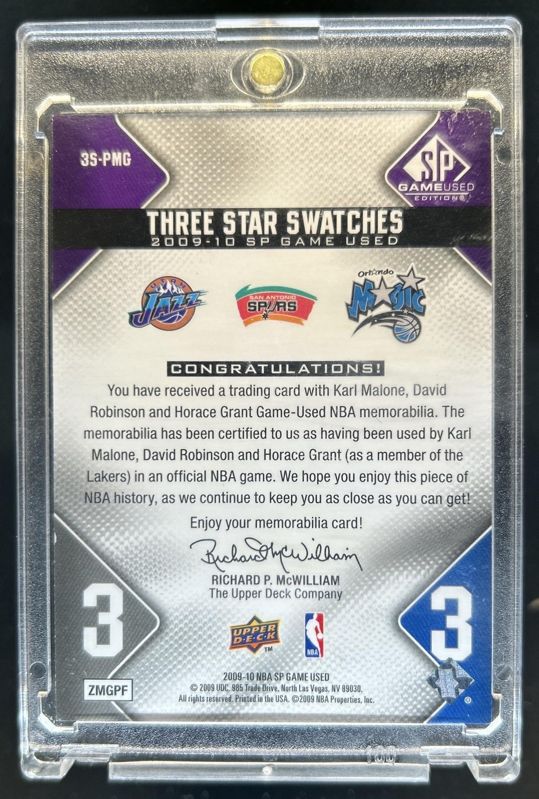2009-10 SP Game Used David Robinson Horace Grant Karl Malone 3 Star Jersey #/299 view 2