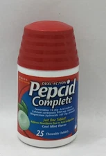 Pepcid Complete Acid Reducer + Antacid Chewable Tablets Mint 25 ct EXP 2/26