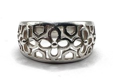 Vintage 925 Sterling Silver Ornate Filigree Floral Statement Ring Size 7