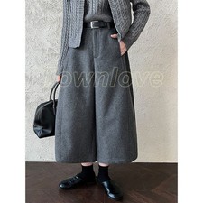Korean Woolen Loose Wide Leg Pants Women's Autumn New Slimming Fit Cropped Pants