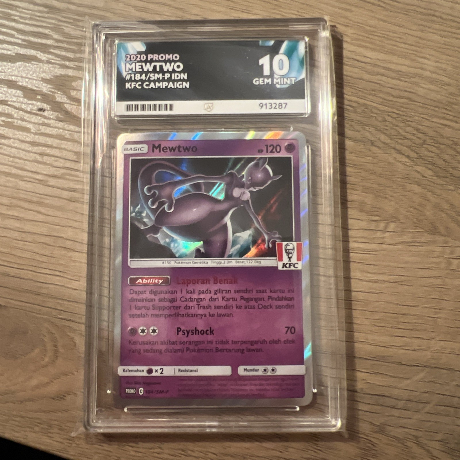 Mewtwo 184/SM-P Holo - KFC Indonesian Promo Pokemon Card - ACE 10 Gem Mint