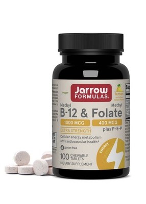 Vegan Methyl B-12 & Methyl Folate, Extra Strength, Lemon, 100 Chewable Tablets