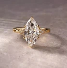 Marquise Cut Lab Created Diamond Engagement Wedding Ring 14K Yellow Gold Finish