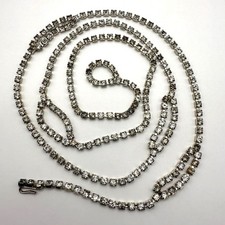 Vintage Long Rhinestone Necklace or Belt &ndash; 40 Inch Glam Statement Jewelry