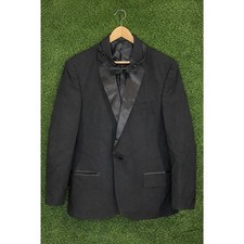 Neil Allyn Men's Black Tuxedo Jacket 40R Satin Notch Lapel Blazer