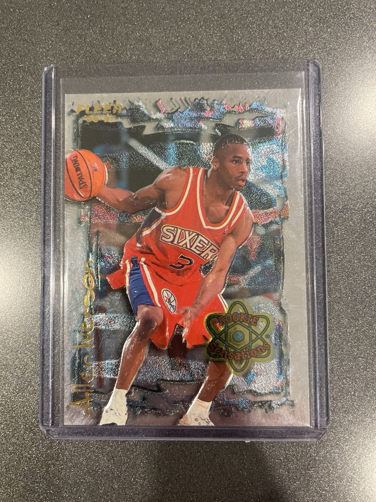 ALLEN IVERSON 1996-97 FLEER #7 ROOKIE ROOKIE SENSATIONS RC 76ERS