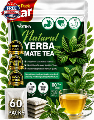 60 Count Premium Unsmoked Yerba Mate Tea Bags - Sourced from Argentina, 100% Pur