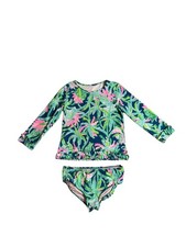 Lilly Pulitzer Girls Margo 2pc Set UPF 50 Rashguard - Macaw Blue Sweet Escape -