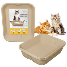 4 Pack Disposable Cat Litter Boxes, Durable Leak-Proof Cardboard Kitty Litter...