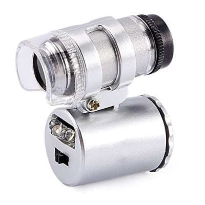 60X Pocket Microscope Portable Mini Handheld Jewelry Gold,Silver