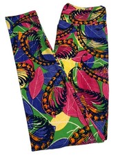 LuLaRoe Leggings OS One Size TROPICAL Paisley Leaves Art Colorful Ships FAST