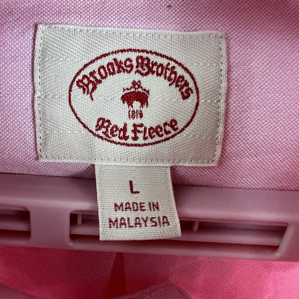 Camisa Brooks Brothers roja polar abotonada para hombre talla L rosa manga larga Foto 4 de 4