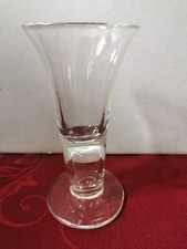 Antik 1840–1870 (2) Kelchglas Glas Eichstrich 0,08 mundgeblasen Abriss Luftperle