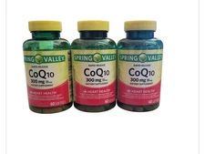 3 Pack Spring Valley Rapid-Release CoQ10 60 Softgels, 300 mg- 180 Total Softgels