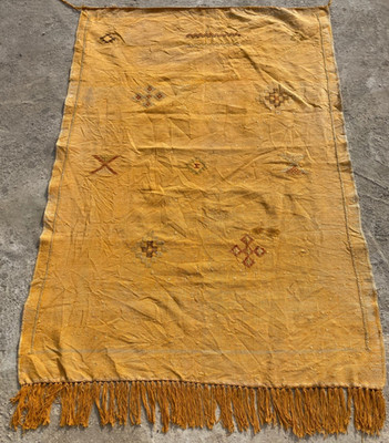 Vintage Traditionell Handgeknüpft Marokkanisch Kaktus Flach Wolle Kelim Boden Teppich 138x98 cm