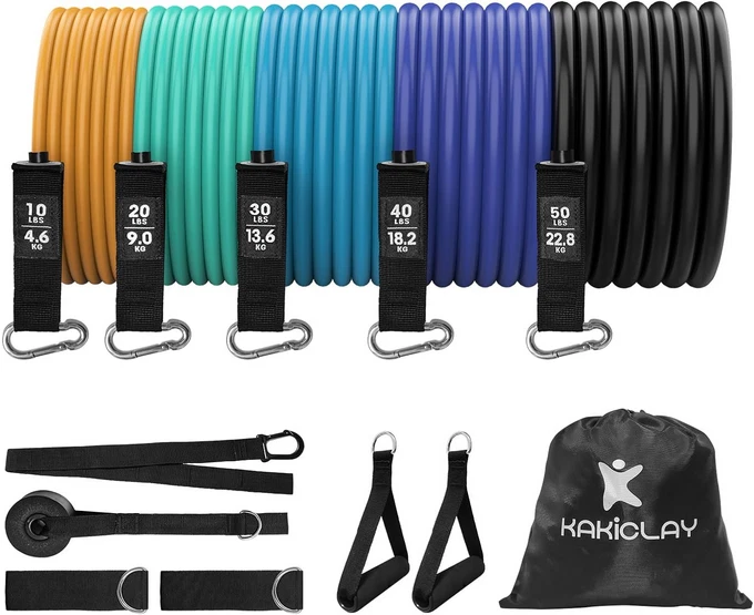 Resistance Bands Set with Separate Outdoor Anchor, KAKICLAY Exercise Bands fo...