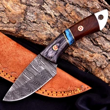 Damascus Hunting Knife Custom HandMade / Hand Forged Damascus Steel Blade UU 38