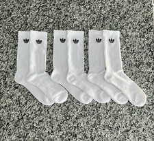 3 Pairs Adidas White Crew Black White Logo Size 6-12 Mens Trefoil Genuine New