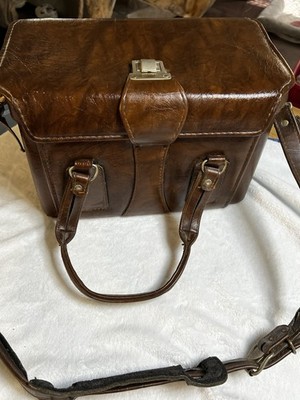 Vintage Eldorado Deluxe EL-3 Chocolate Brown Leather Camera Bag - 14'' x 8'' x 9''