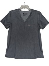 Figs Technical Collection Scrub Top S Gray Polyester Blend