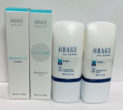 OBAGI NU-DERM CLEAR Fx 2oz, BLEND Fx 2oz, RETINOL 0.5 1oz, RETINOL 1.0 1oz