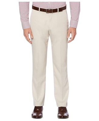 Perry Ellis Portfolio Mens Modern fit Dress Pants 34 / 32 Beige Solid Linen