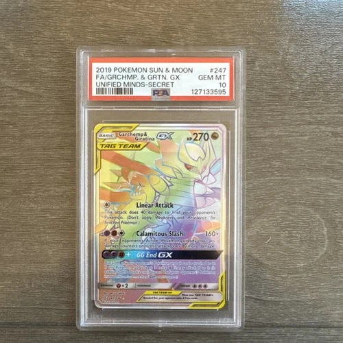2019 Pokemon Sun & Moon Garchomp & Giratina GX #247 Unified Minds Secret PSA 10