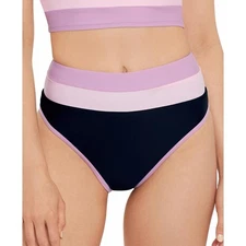 Salt + Cove High Waist Bikini Swim Bottom, Colorblock Black, Cotton, M