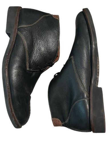 Johnston & Murphy Men Chukka Leather Shoes Boots Black 25-2021 Size 14 *Read - Picture 2 of 9