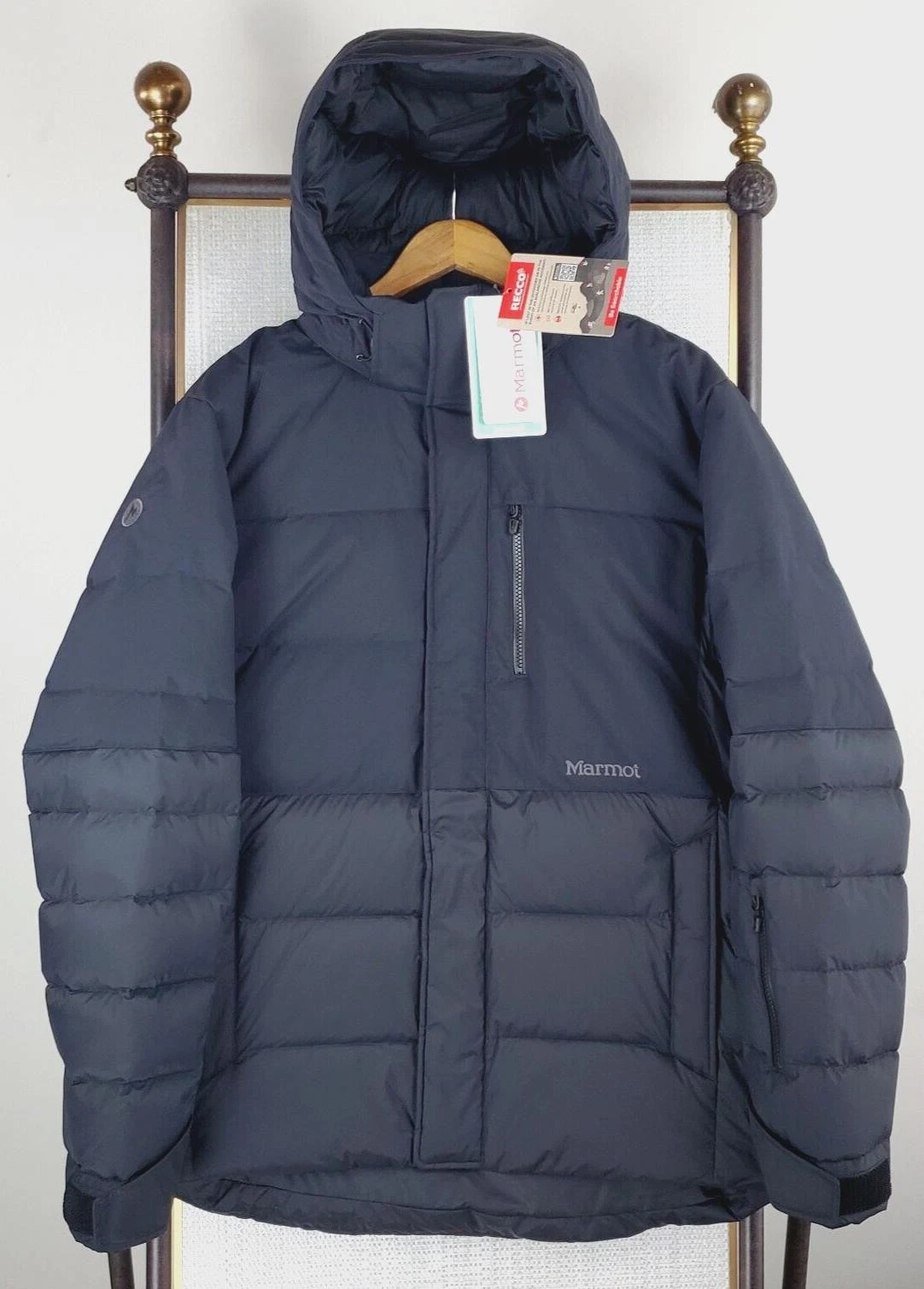 MARMOT New $350 Mens Large Jacket 700 Goose Down Recco Waterproof Hooded