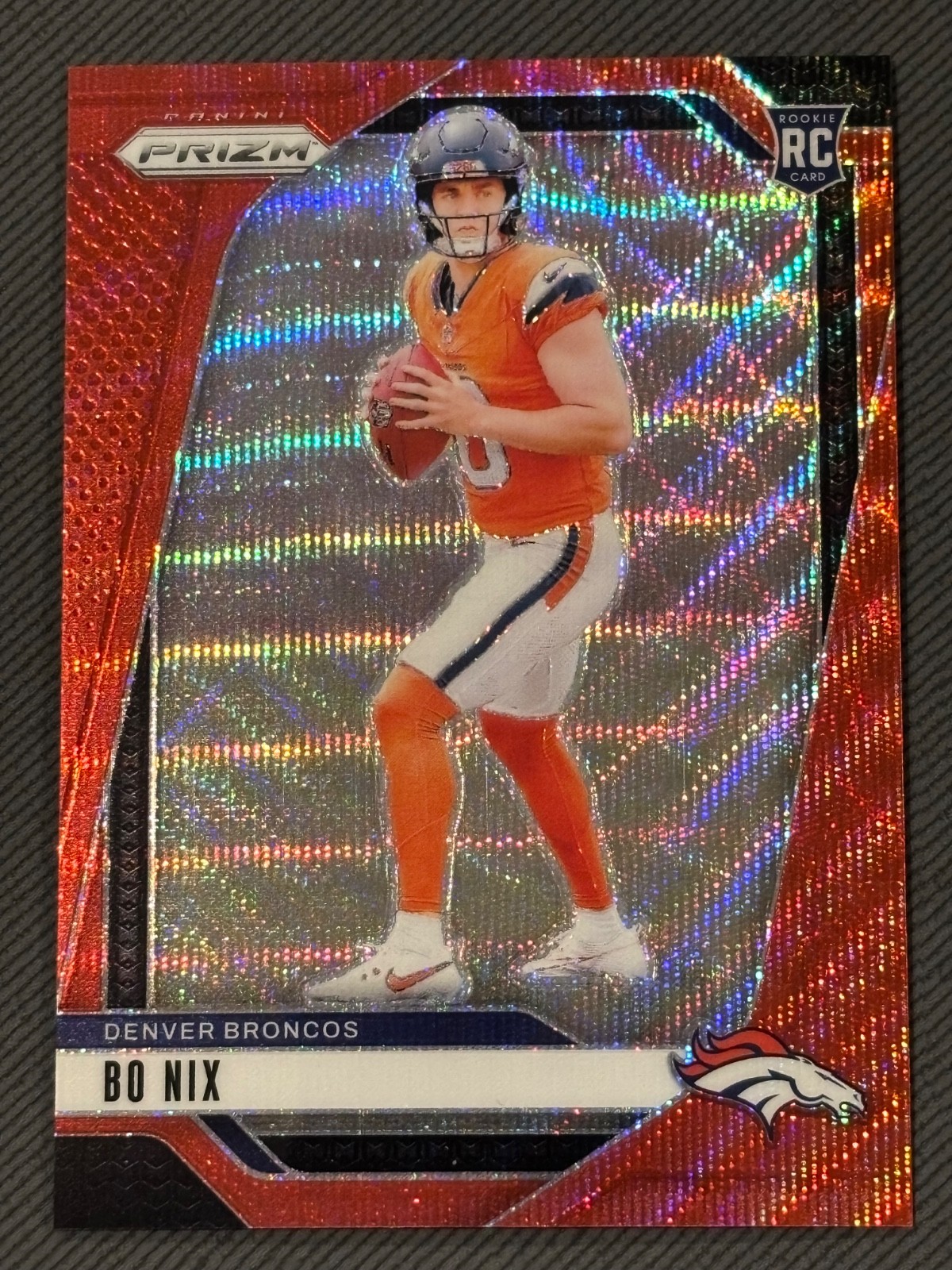 2024 Panini Prizm Bo Nix #309 Red Wave /149 RC - Denver Broncos