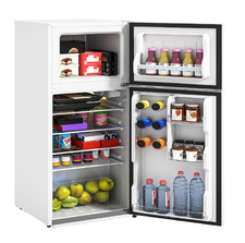 HOMCOM 4 Cu.Ft Mini Fridge with Freezer Double Door Compact Refrigerator