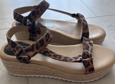 Nine West Glampin 2 Espadrille Wedge Leopard Print Platform Sandals SZ 8