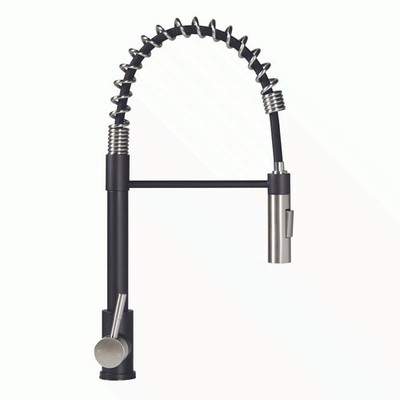 Lippert 2022109922 Flow Max Coiled Pull-Down Kitchen Faucet - Black/Stainless St